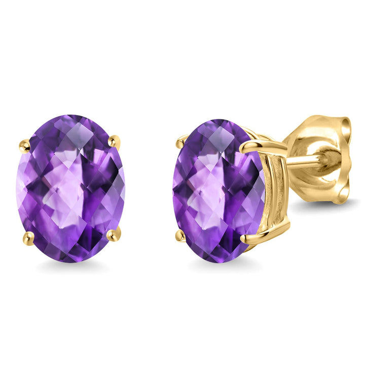 Amethyst-Checkerboard - February_14K Yellow Gold_Earrings in 14K Yellow Gold