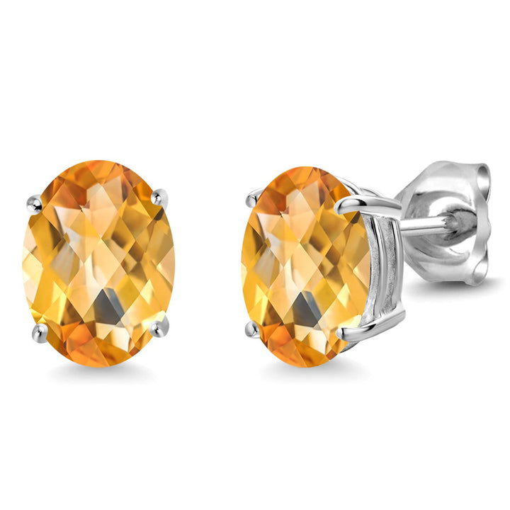 Citrine-Checkerboard - November_14K White Gold_Earrings in 14K White Gold