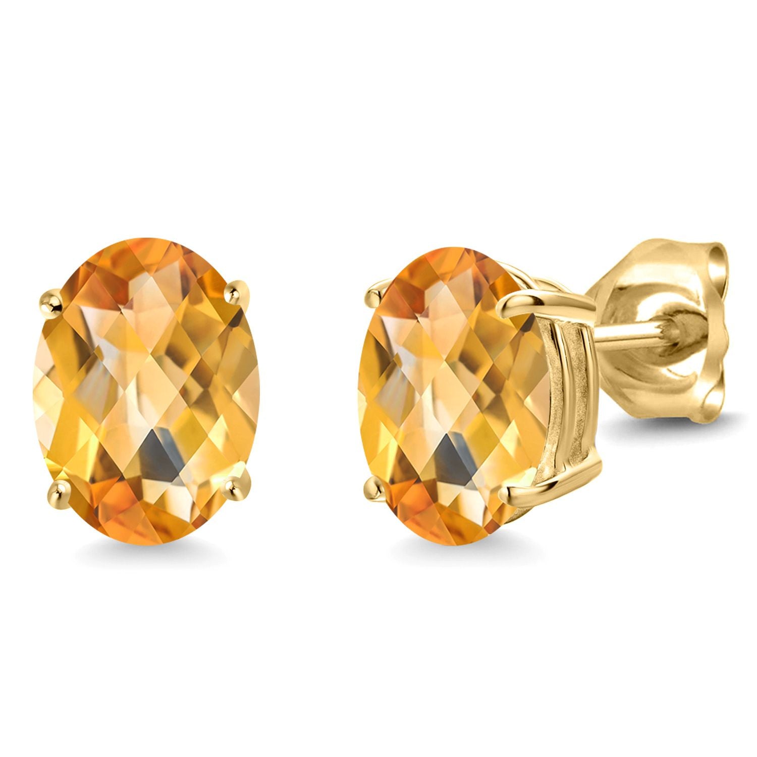 Citrine-Checkerboard - November_14K Yellow Gold_Earrings in 14K Yellow Gold