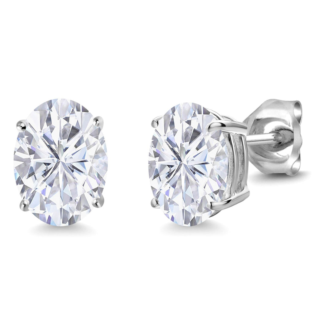 White Moissanite - April_14K White Gold_Earrings in 14K White Gold