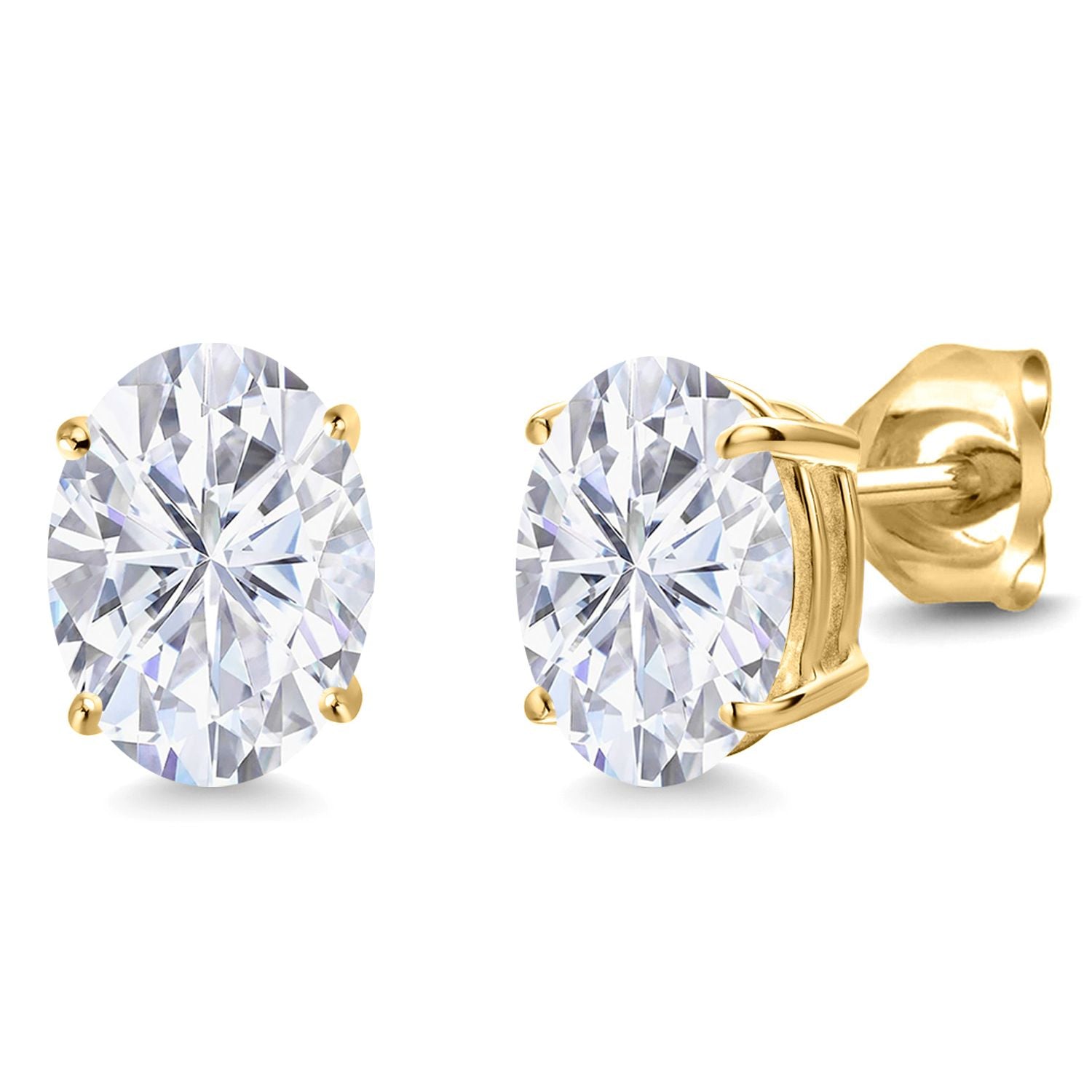 White Moissanite - April_14K Yellow Gold_Earrings in 14K Yellow Gold