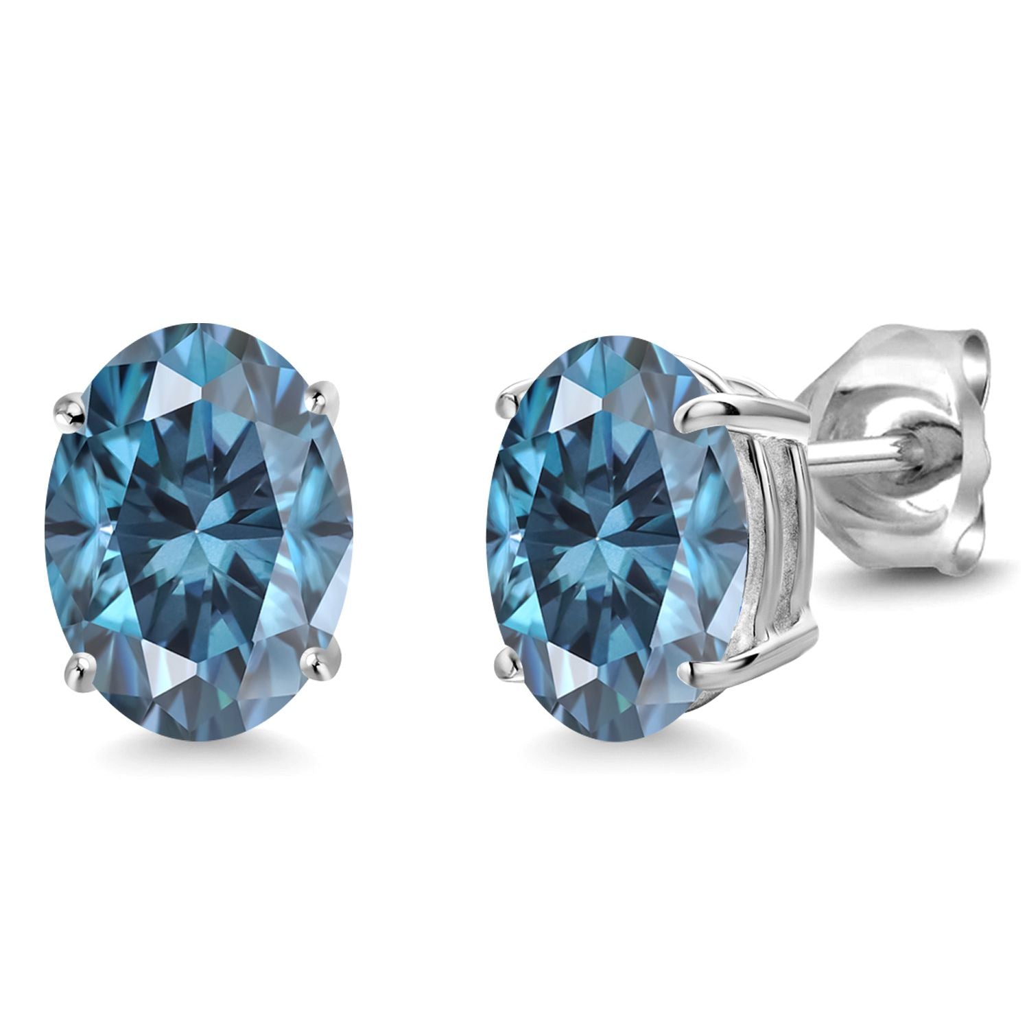 Persian Blue Moissanite - April_14K White Gold_Earrings in 14K White Gold