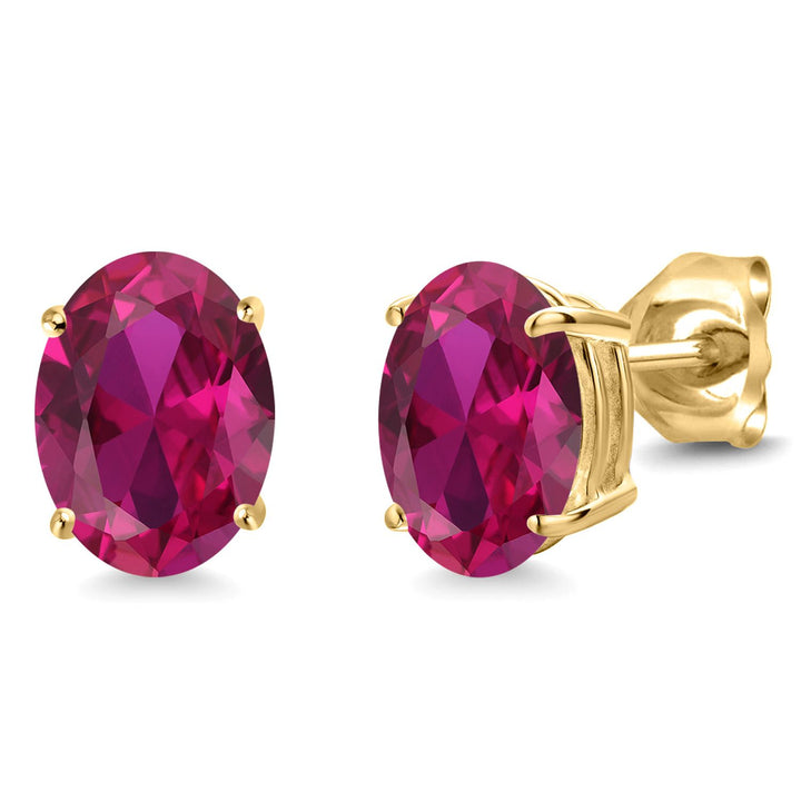 Created Ruby - July_14K Yellow Gold_Earrings in 14K Yellow Gold