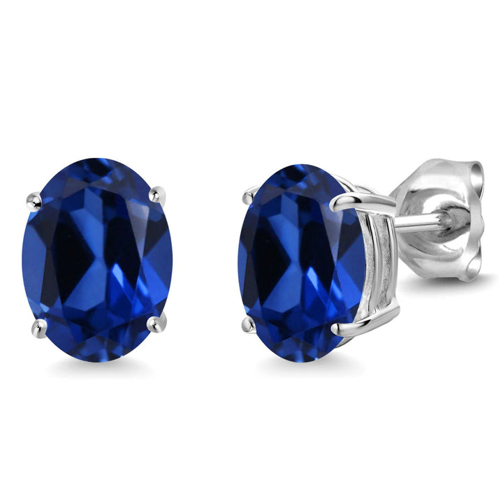 Blue Created Sapphire - September_14K White Gold_Earrings in 14K White Gold
