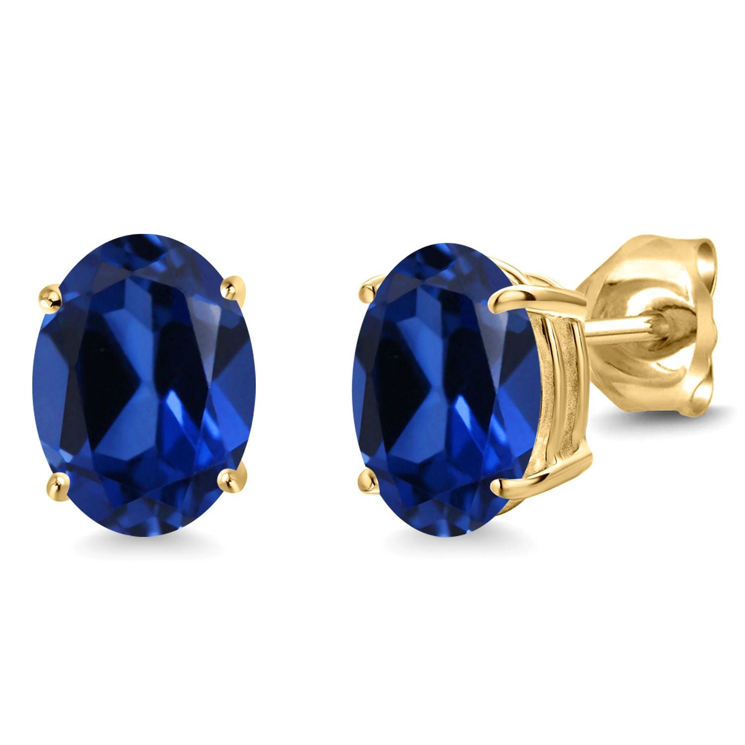 Blue Created Sapphire - September_14K Yellow Gold_Earrings in 14K Yellow Gold
