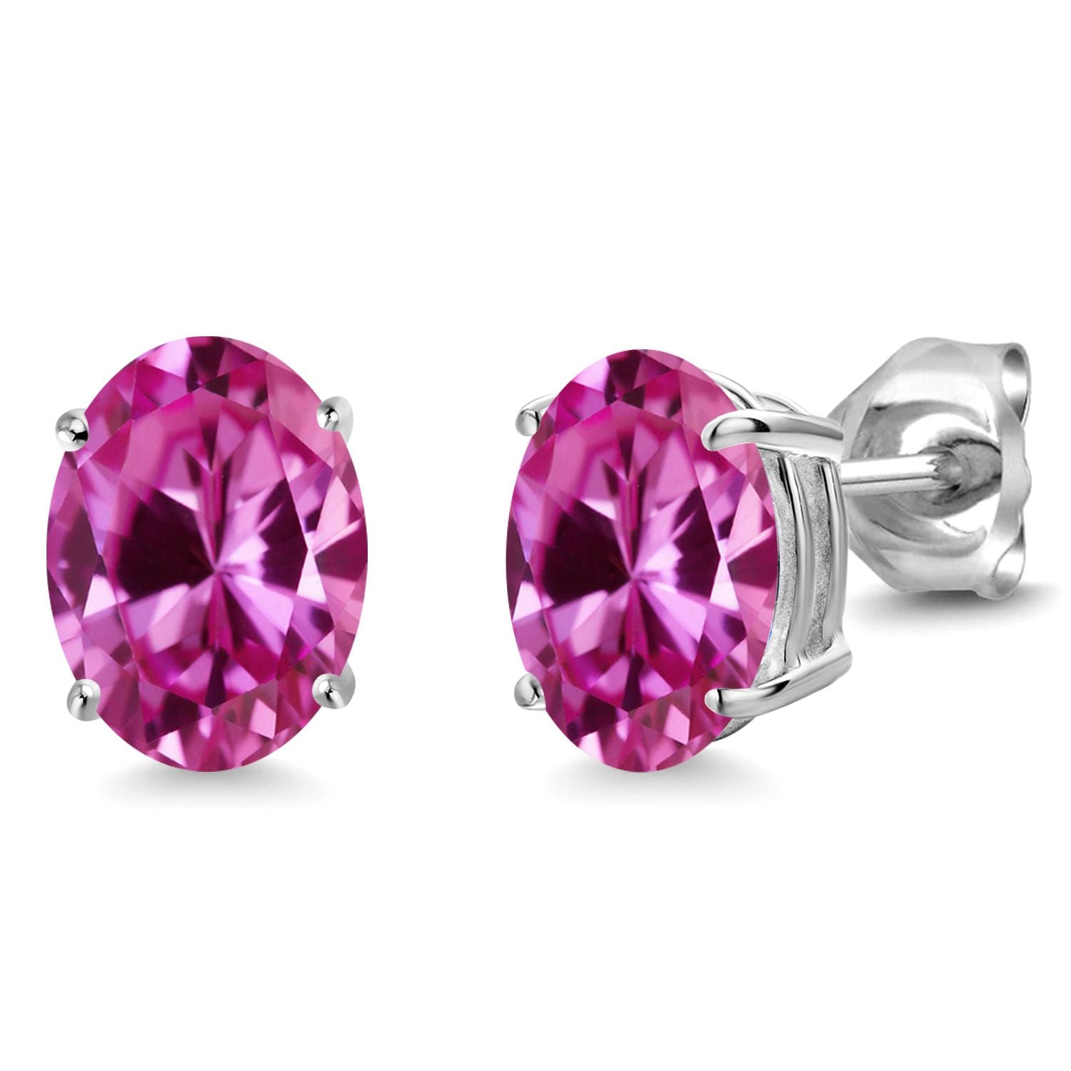 Pink Created Sapphire - September_14K White Gold_Earrings in 14K White Gold