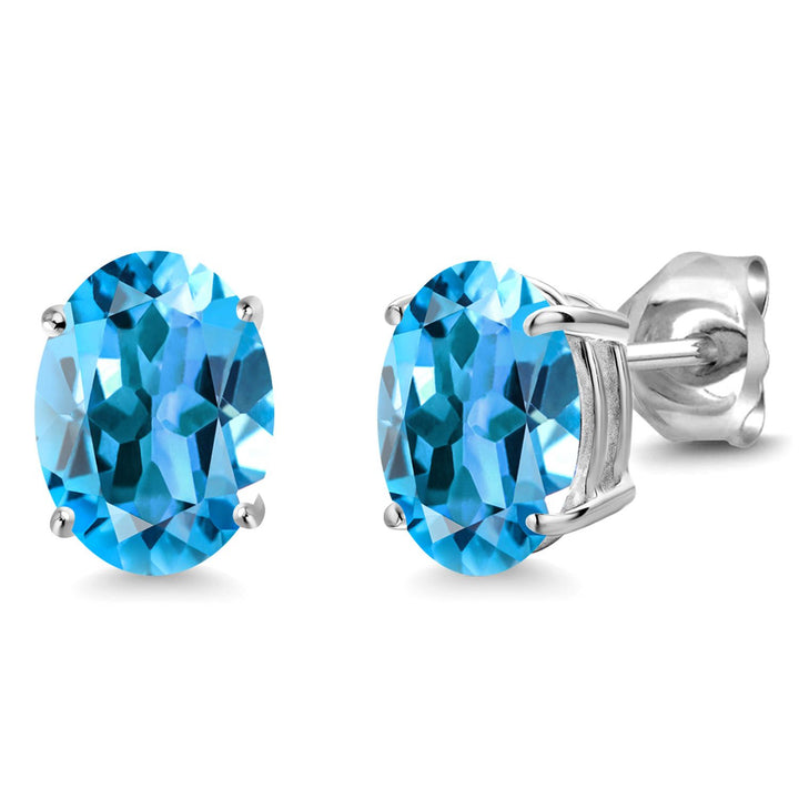 Swiss Blue Topaz - November_14K White Gold_Earrings in 14K White Gold