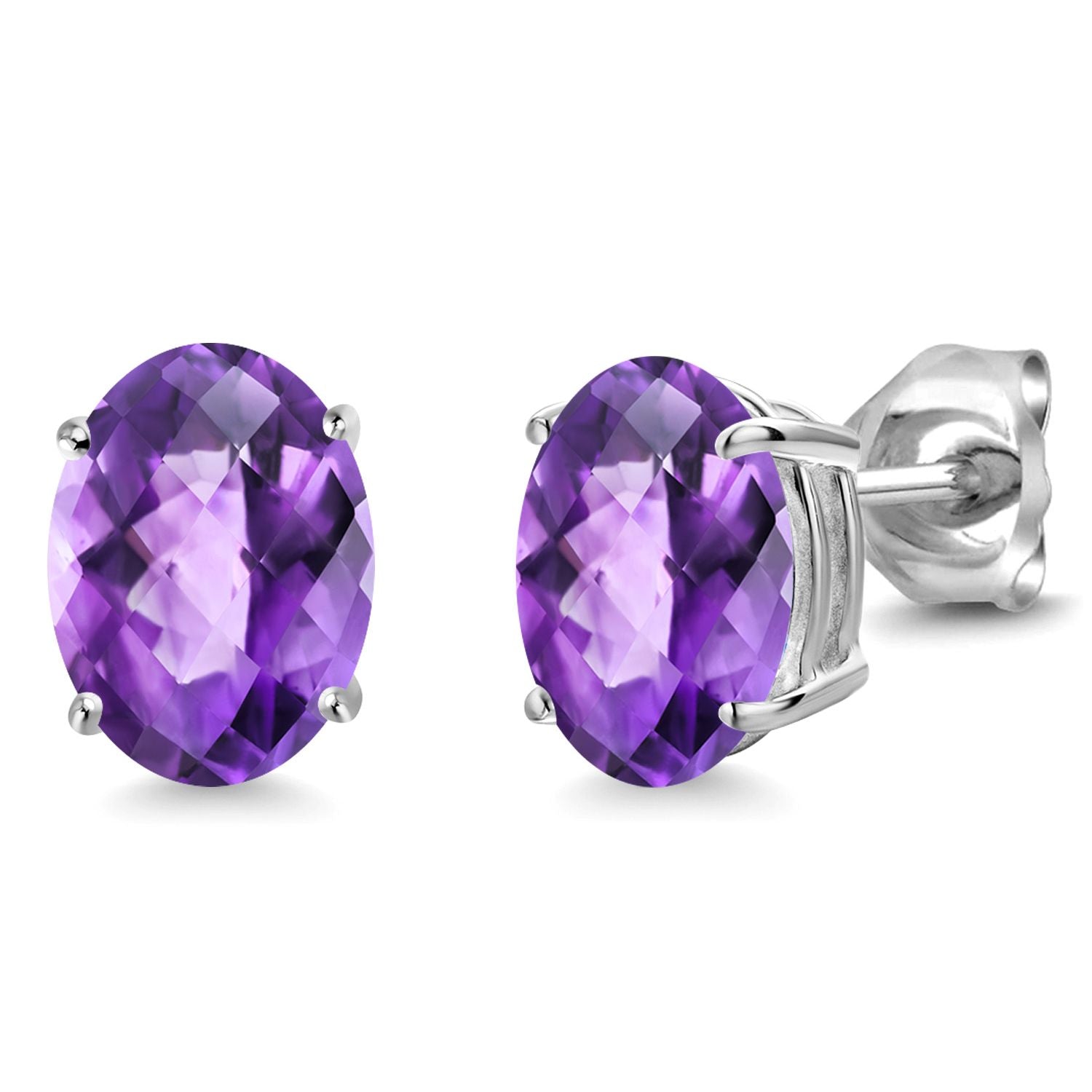 Amethyst-Checkerboard - February_14K White Gold_Earrings in 14K White Gold