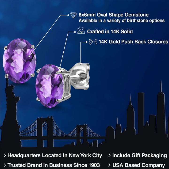 Amethyst-Checkerboard - February_14K White Gold_Earrings in 14K White Gold