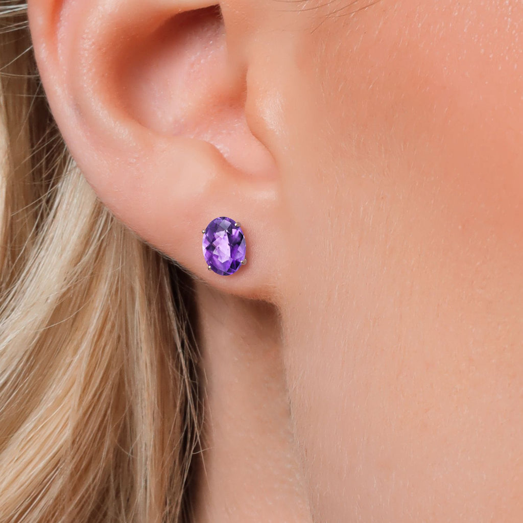 Amethyst-Checkerboard - February_14K White Gold_Earrings in 14K White Gold