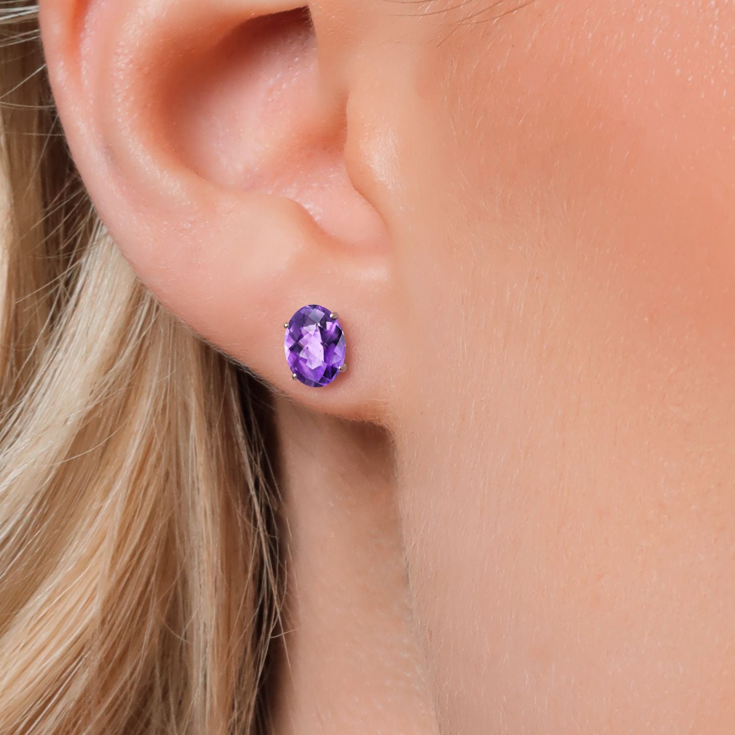 Amethyst-Checkerboard - February_14K White Gold_Earrings in 14K White Gold