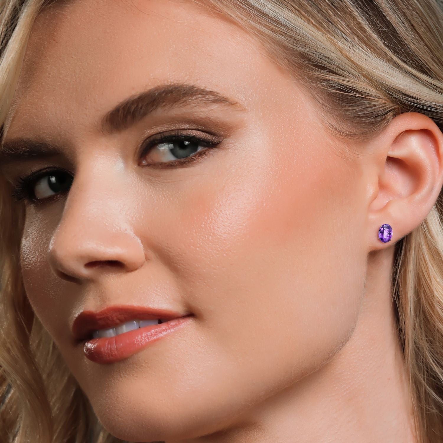 Amethyst-Checkerboard - February_14K White Gold_Earrings in 14K White Gold