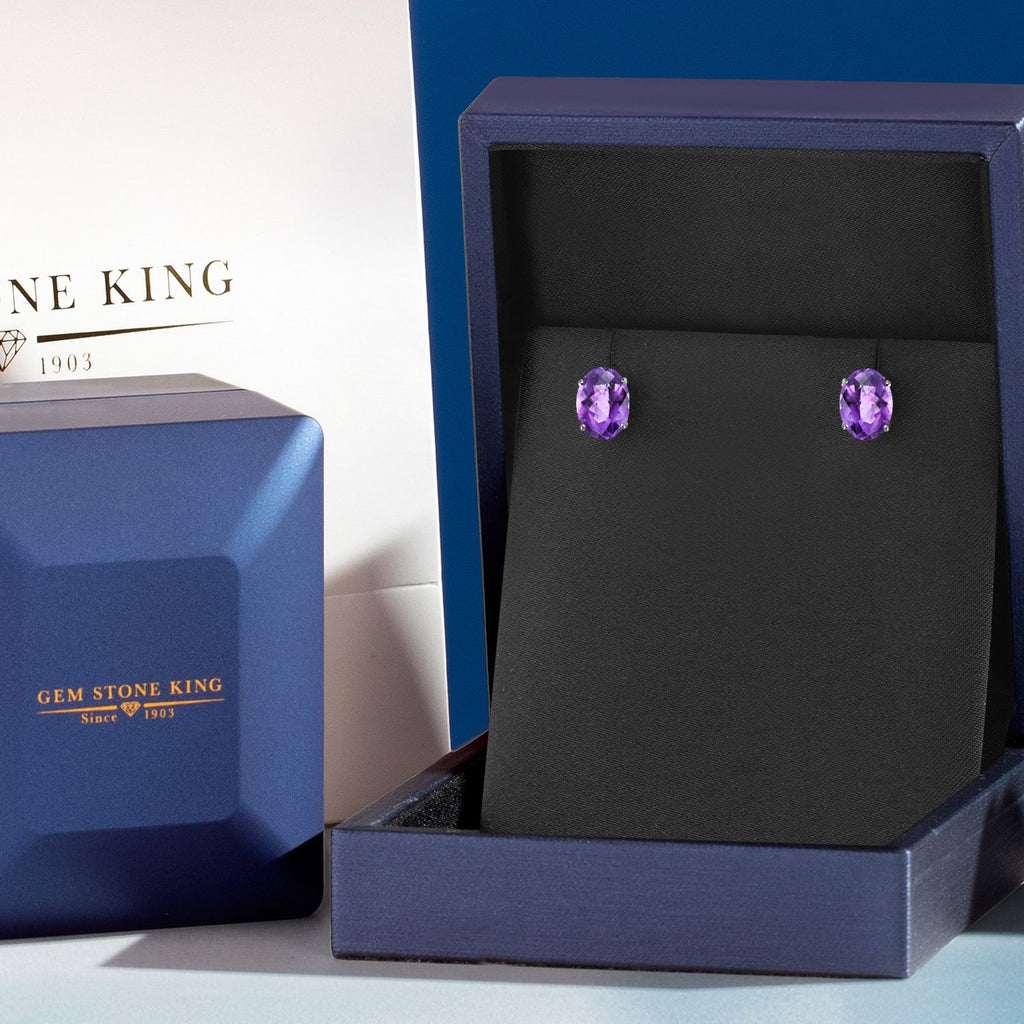 Amethyst-Checkerboard - February_14K White Gold_Earrings in 14K White Gold