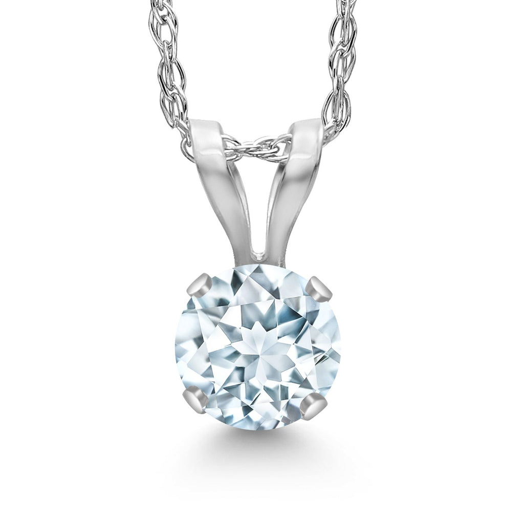 Aquamarine - March_Pendant in 14K White Gold