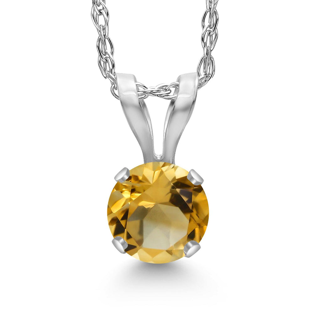 Citrine - November_Pendant in 14K White Gold