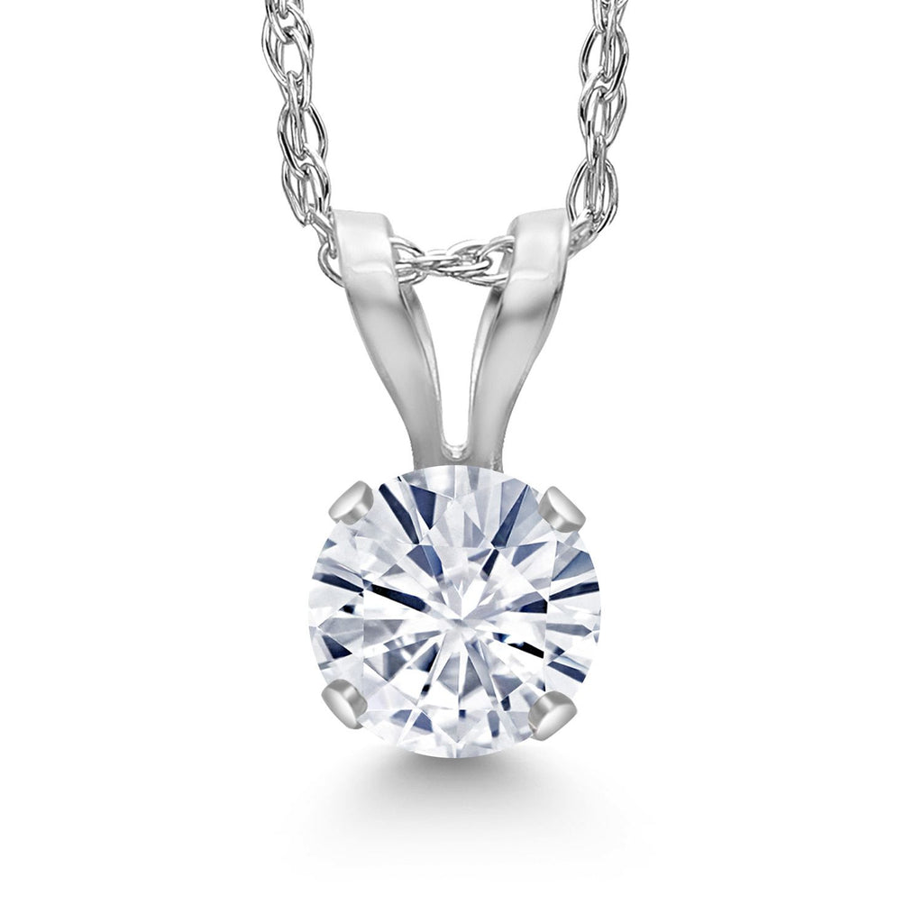 White Moissanite - April_Pendant in 14K White Gold