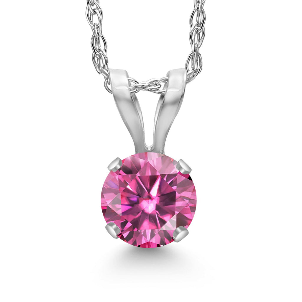 Pink Moissanite - April_Pendant in 14K White Gold