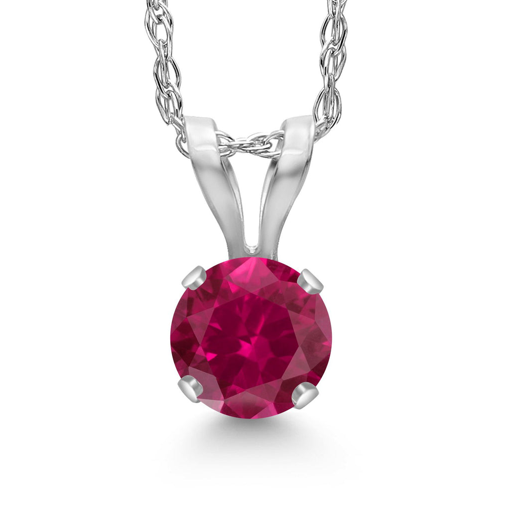 Created Ruby - July_Pendant in 14K White Gold