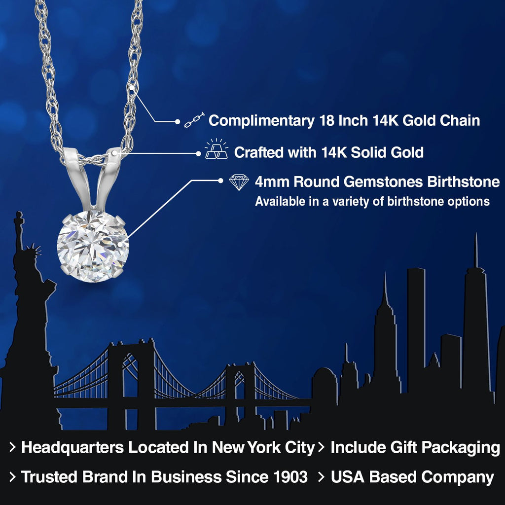 White Lab Grown Diamond - April_Pendant in 14K White Gold
