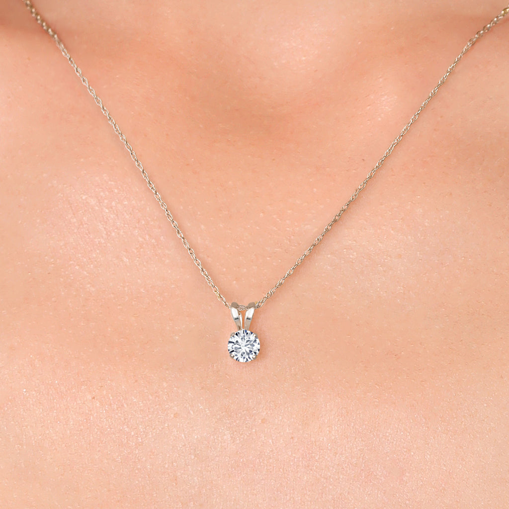 White Lab Grown Diamond - April_Pendant in 14K White Gold