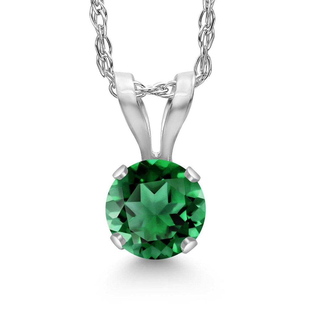 Nano Emerald - May_Pendant in 14K White Gold