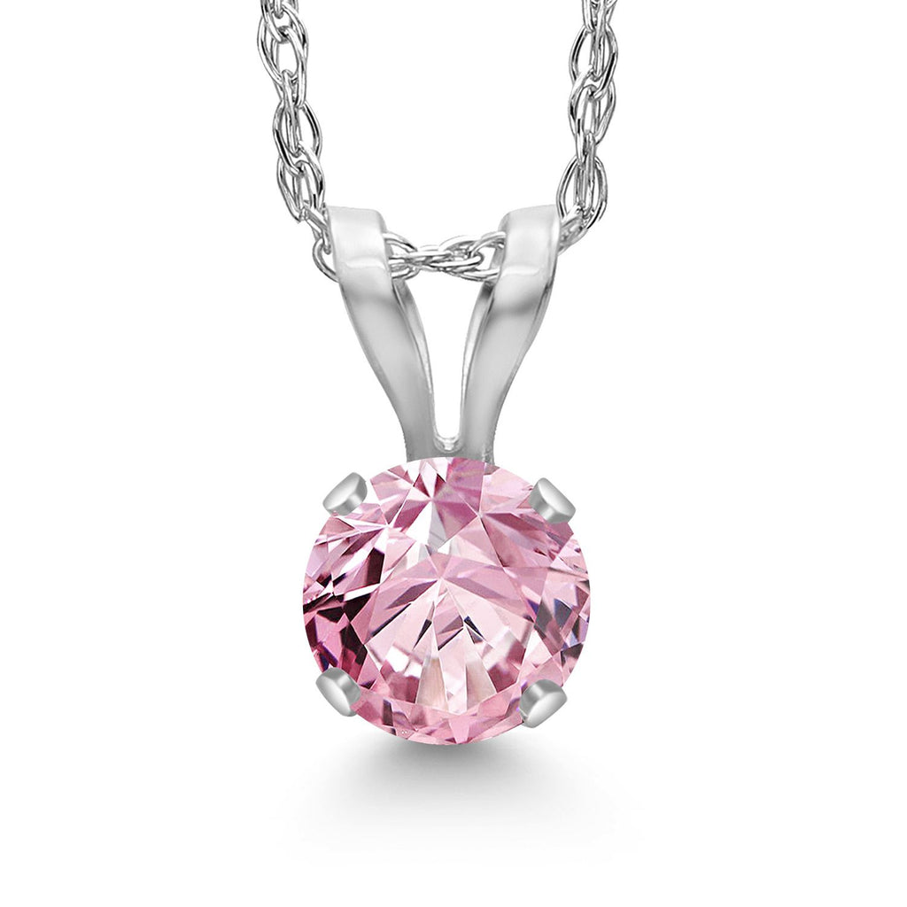 Pink Lab Grown Diamond - April_Pendant in 14K White Gold