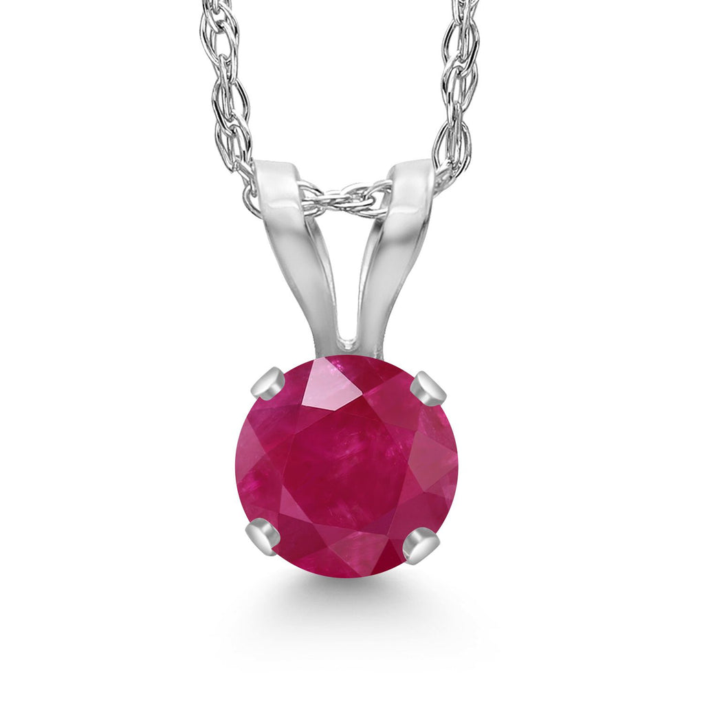 Ruby - July_Pendant in 14K White Gold
