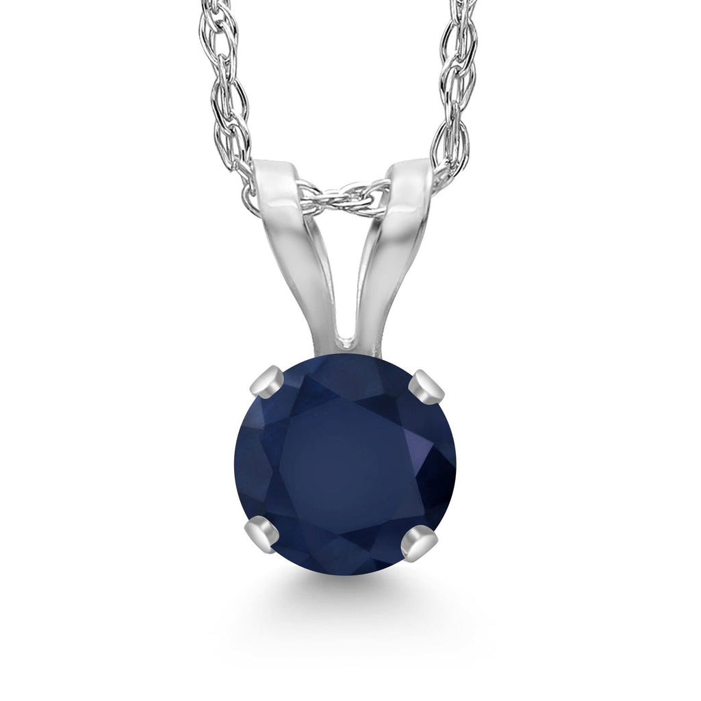Blue Sapphire - September_Pendant in 14K White Gold