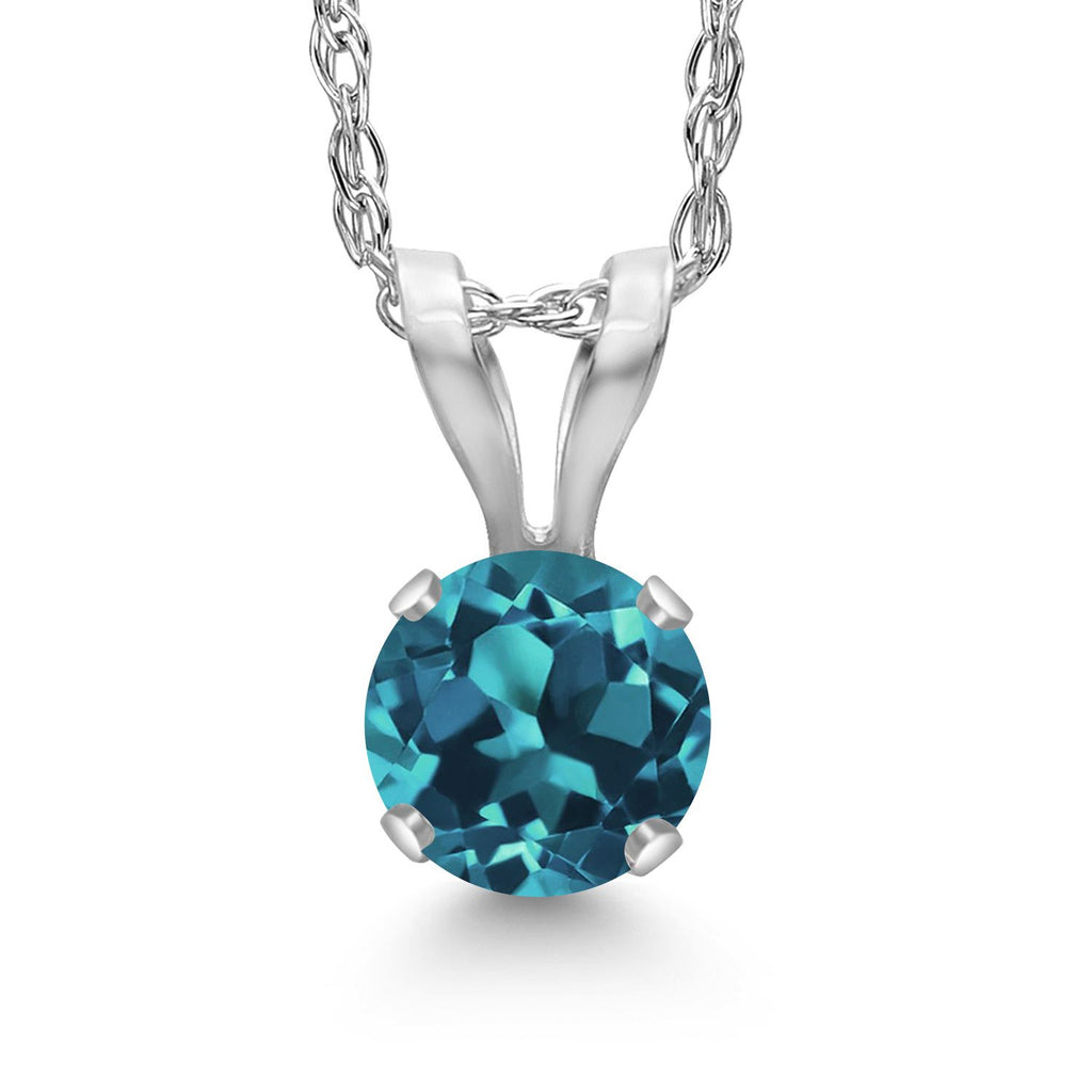 London Blue Topaz - November_Pendant in 14K White Gold