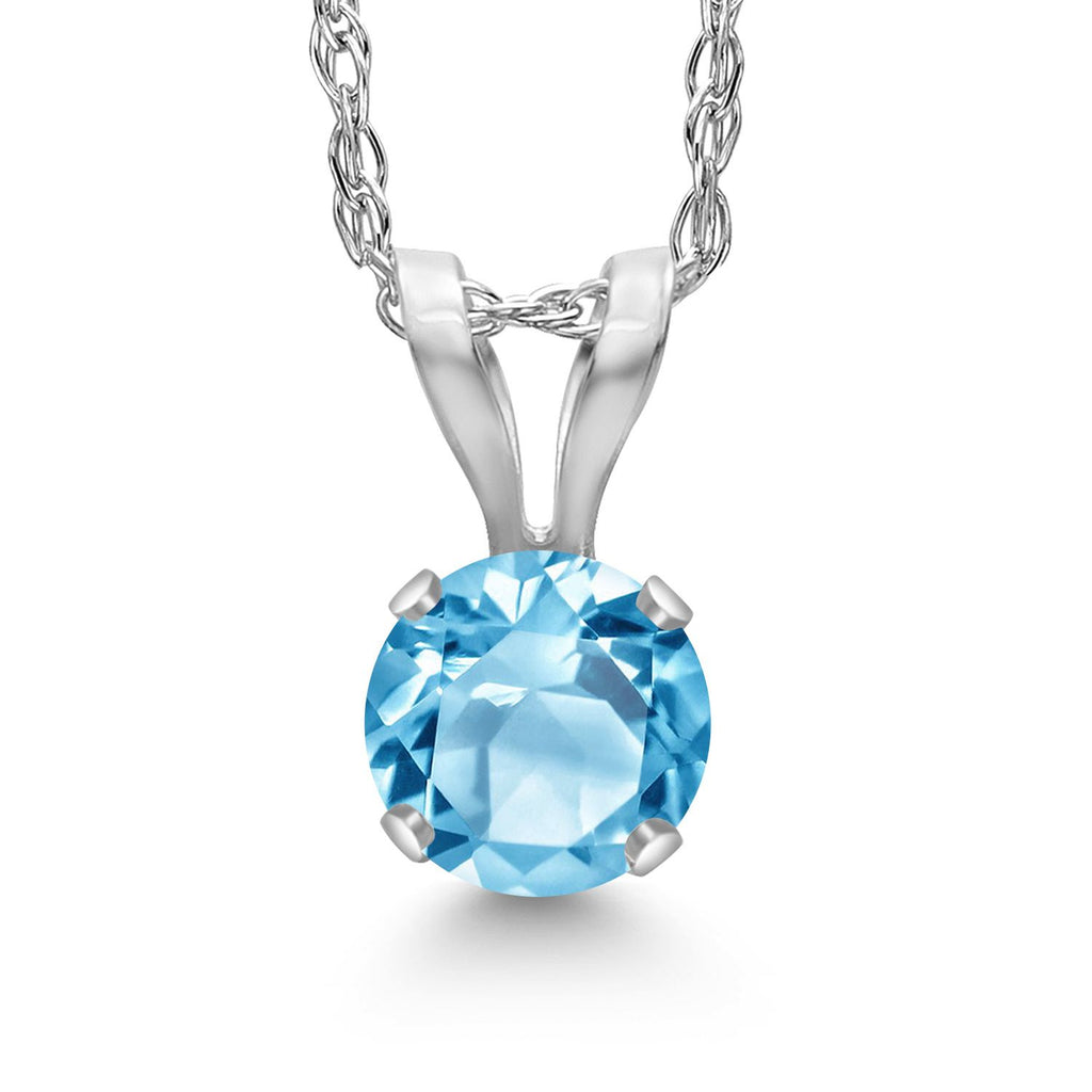 Swiss Blue Topaz - November_Pendant in 14K White Gold