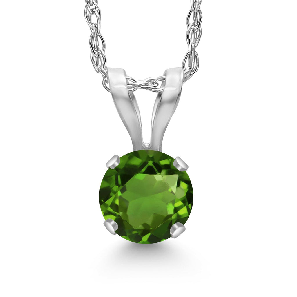 Green Tourmaline - October_Pendant in 14K White Gold