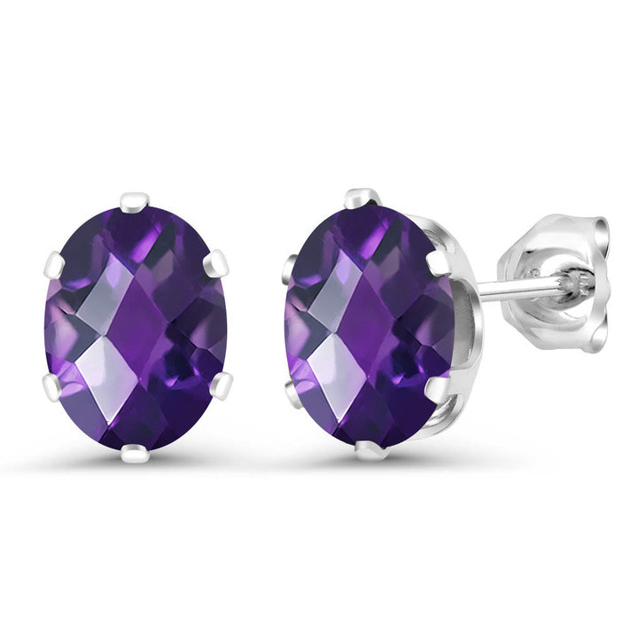 Amethyst-Checkerboard - February_Earrings in 925 Sterling Silver