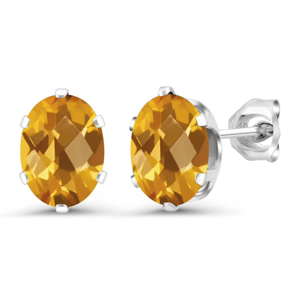 Citrine-Checkerboard - November_Earrings in 925 Sterling Silver
