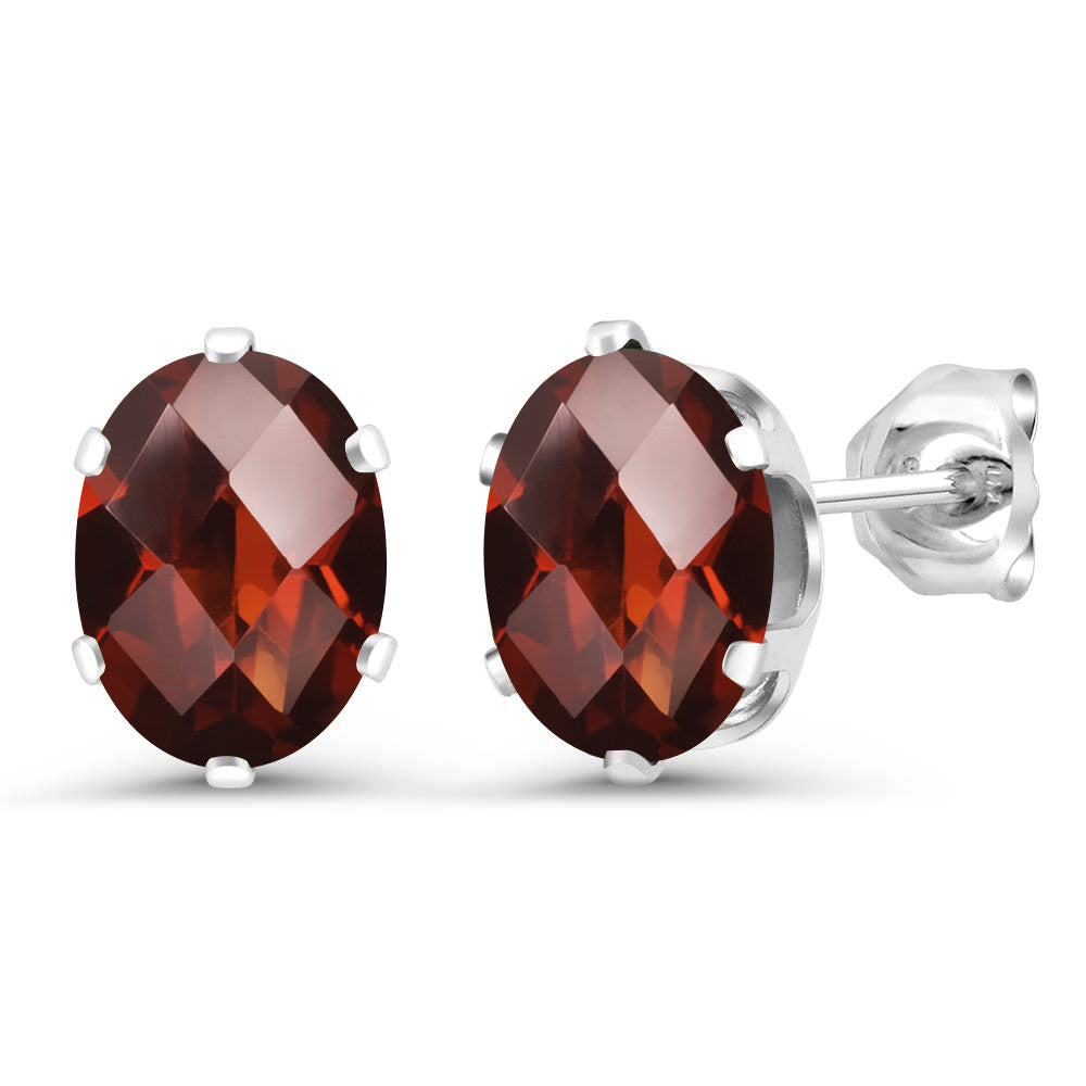 Garnet-Checkerboard - January_Earrings in 925 Sterling Silver