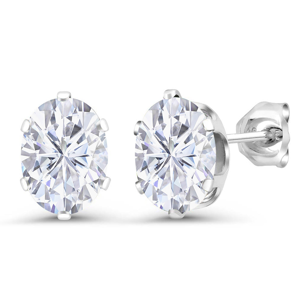 White Moissanite - April_Earrings in 925 Sterling Silver