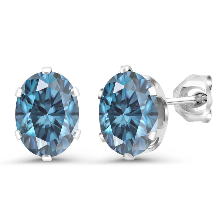 Persian Blue Moissanite - April_Earrings in 925 Sterling Silver
