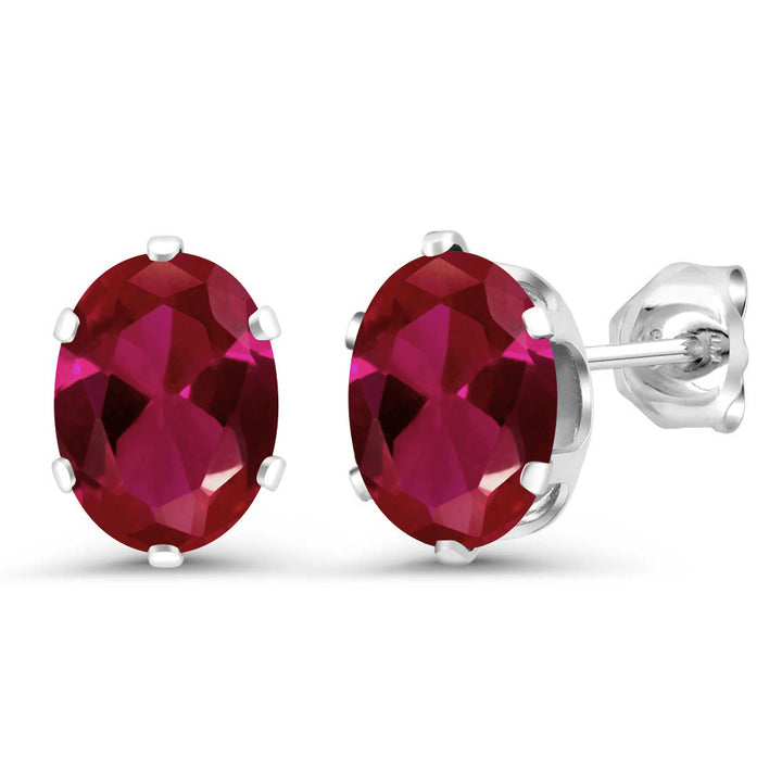 Created Ruby - July_Earrings in 925 Sterling Silver