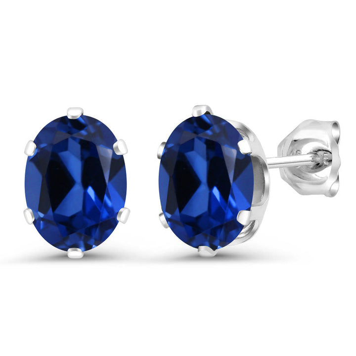 Blue Created Sapphire - September_Earrings in 925 Sterling Silver