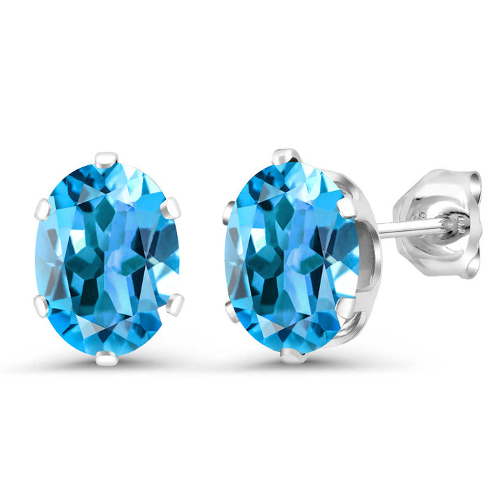 Swiss Blue Topaz - November_Earrings in 925 Sterling Silver