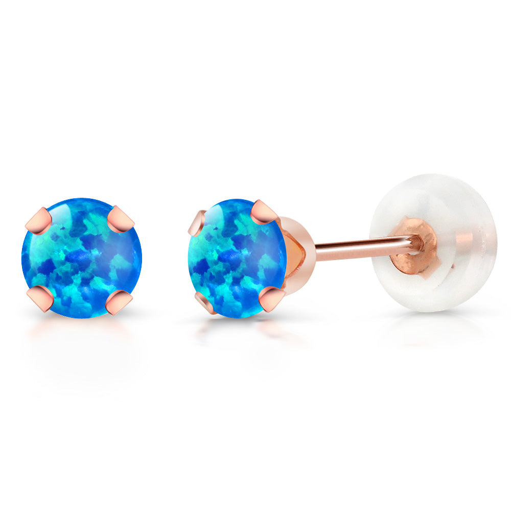 Blue Opal - October_Earrings in 10K Rose Gold