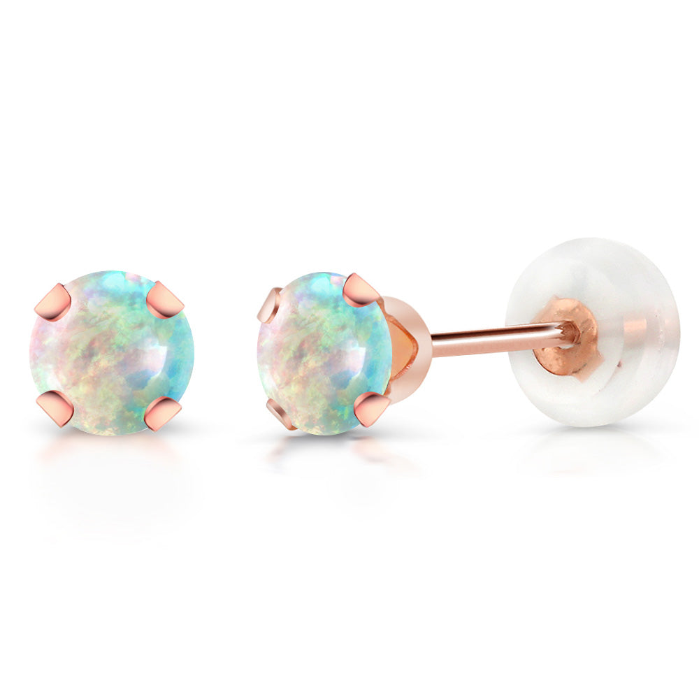 White Opal - October_Earrings in 10K Rose Gold