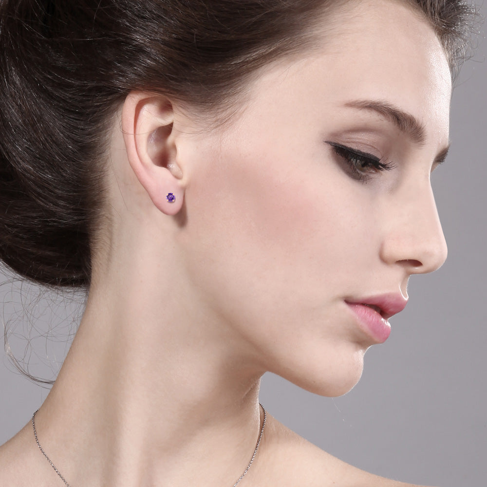 Amethyst - February_Earrings in 10K Rose Gold