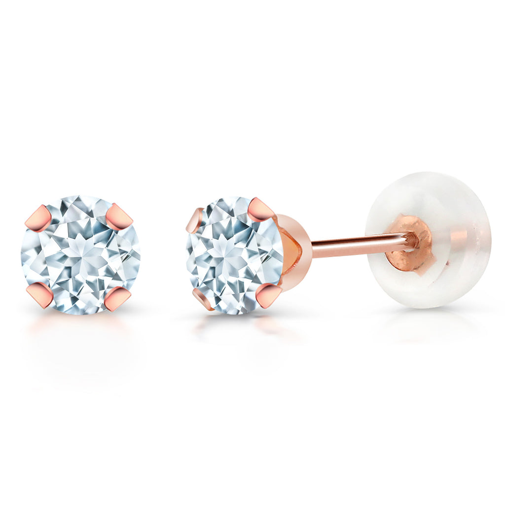Aquamarine - March_Earrings in 10K Rose Gold