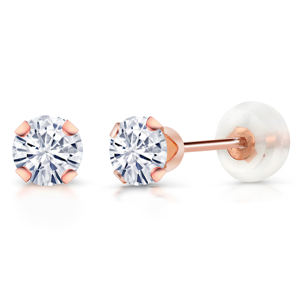 Moissanite - April_Earrings in 10K Rose Gold