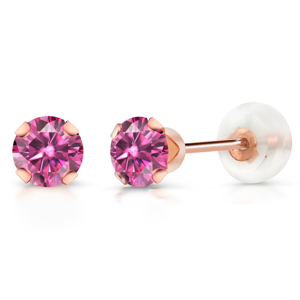 Pink Moissanite - April_Earrings in 10K Rose Gold