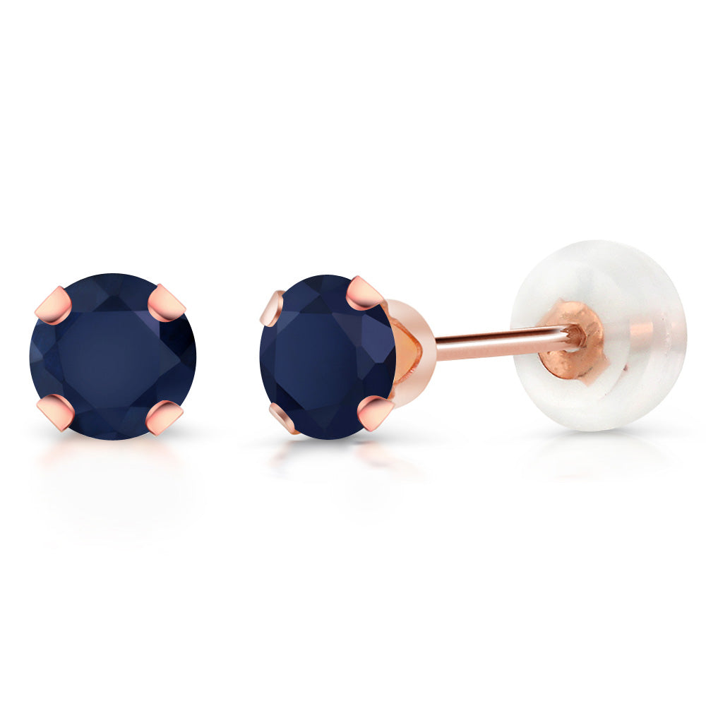 Blue Sapphire - September_Earrings in 10K Rose Gold