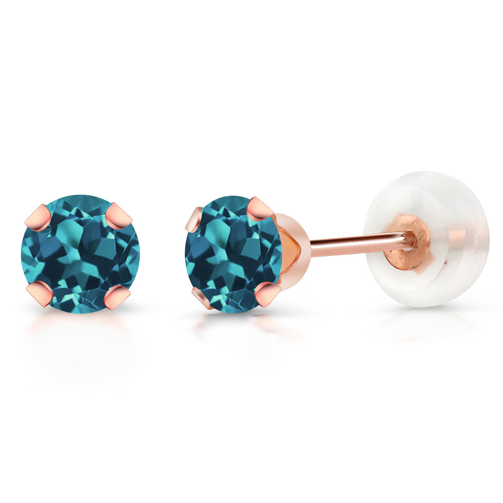 London Blue Topaz - November_Earrings in 10K Rose Gold
