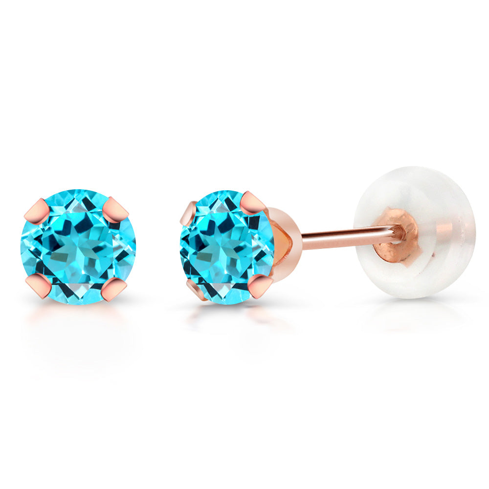 Swiss Blue Topaz - November_Earrings in 10K Rose Gold