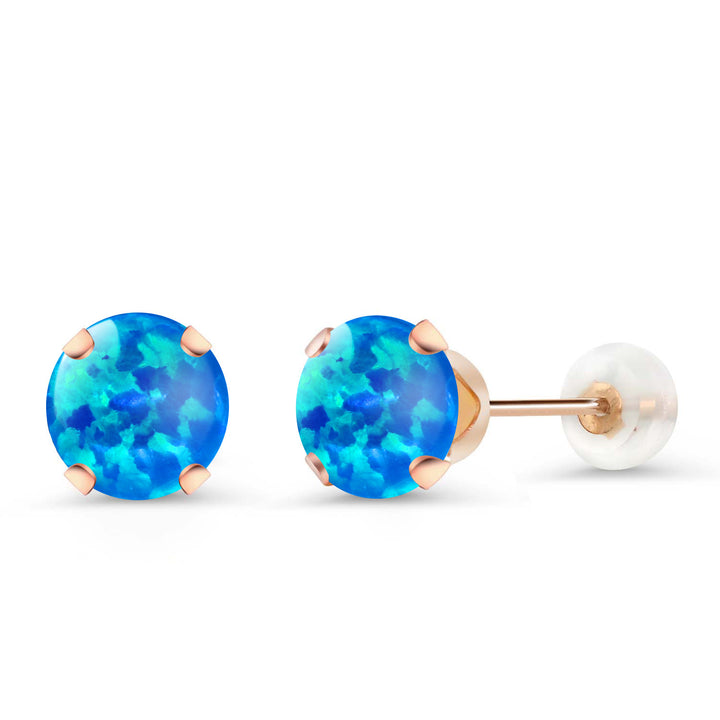 Blue Opal - October_Earrings in 10K Rose Gold
