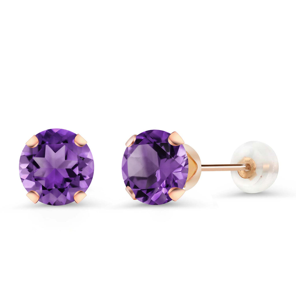 Amethyst - February_Earrings in 10K Rose Gold
